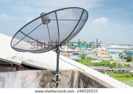 Satellite dish sky communication technology network.