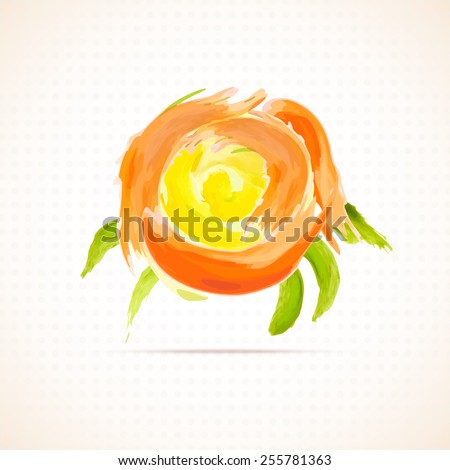 Vector illustration. watercolor stain in the form of a stylized flower yellow roses.