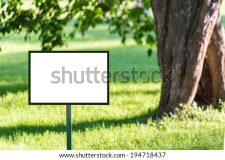Signboard mockup in the park ready for branding identity and hipster logo drawing