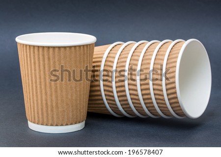 Pure kraft ripple wrap paper coffee cup template mockup isolated on black / gray background ready for hipster logo print or branding identity