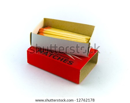 Matches and Matchbox on White Background