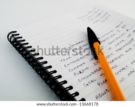 Handwritten Writing a Letter on Plain White Lined Paper With Pen Biro