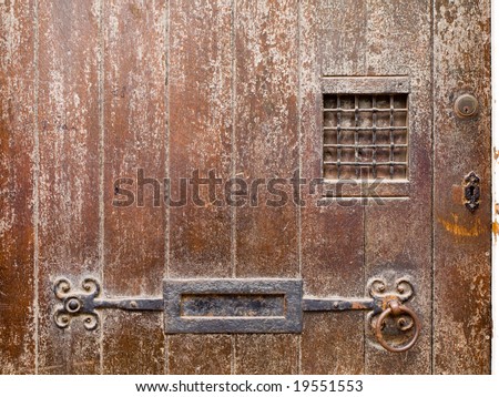 Wooden Door with Letterbox and Hatch or WIndow