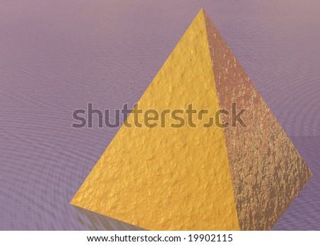 Golden Pyramid on Pink Purple Ocean Scene