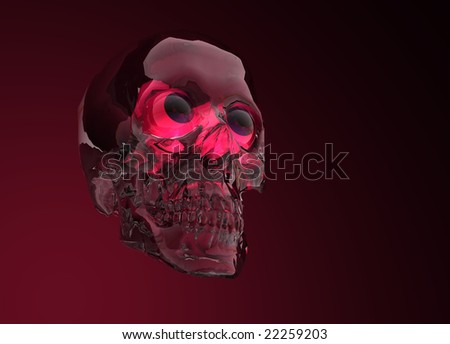 Glass Crystal Human Skull on Red