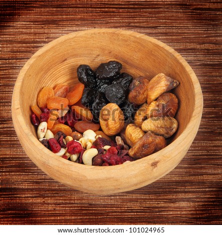 healthy mixed dried fruit on bowl