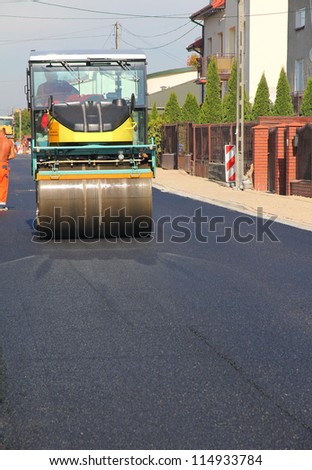 Road roller at a road