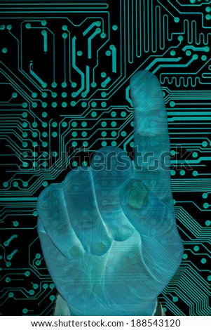 Man hand with  secure data by touch screen, future technology.