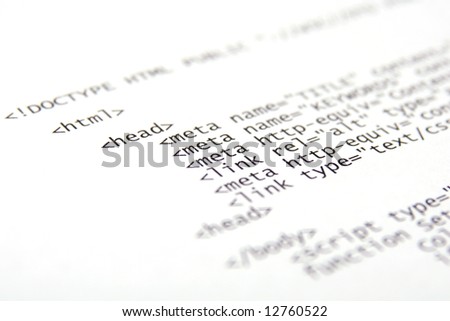 Background Html Code on Printed Internet Html Code   Technology Background Stock Photo