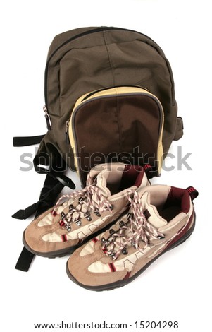 rucksack and boots for excursion