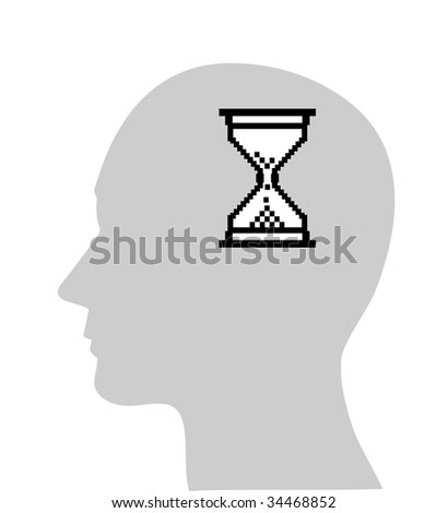 hour glass. hour-glass in human head,
