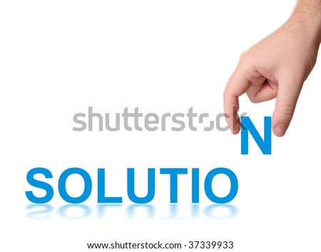 Hand and word Solution, business concept