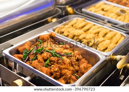 A Groups of Buffet in the Restaurant. Selective focus