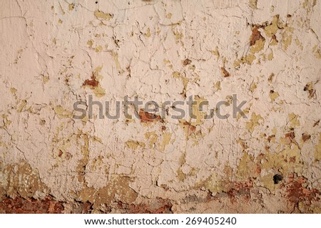 Texture of old rustic wall covered with gray stucco