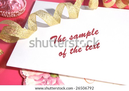 Background with a card and a gold tape with a place for the text