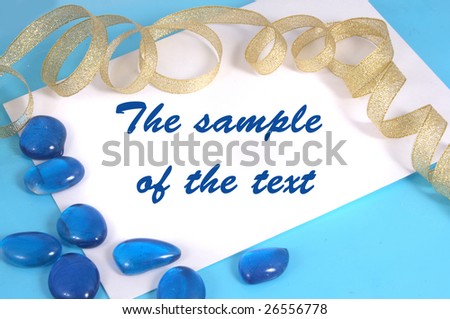 Background with a gold tape and glass of blue color