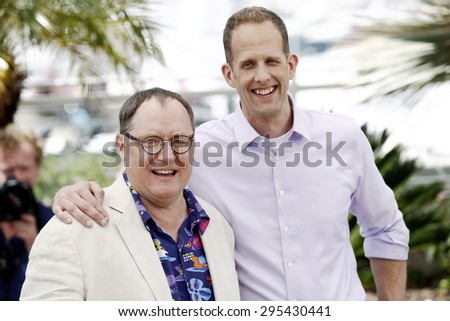 CANNES, FRANCE- MAY 18 : John Lasseter and Pete Docter attend the \'Inside Out\' photo-call during the 68th Cannes Film Festival on May 18, 2015 in Cannes, France.
