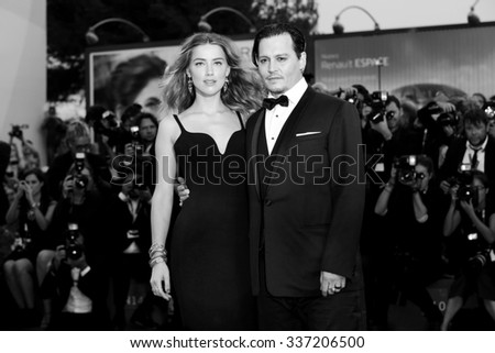 VENICE, ITALY - SEPTEMBER 4: Johnny Depp and Amber Heard attend \'Black Mass\' premiere during the 72nd Venice Film Festival on September 4, 2015 in Venice, Italy.