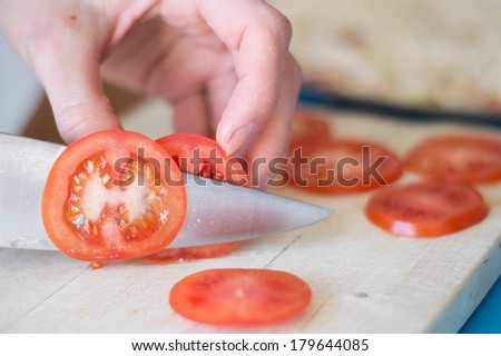 Diced tomatoes on a cutting board