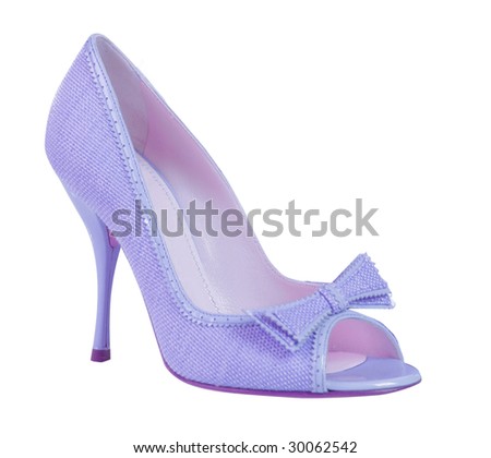 light blue glamour woman shoe on high heel isolated on white background