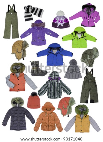 Childrens Winter Clothes on Collection Of Children S Winter Clothing Stock Photo 93171040