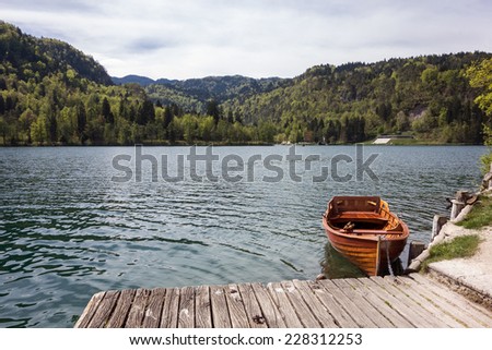 Rental boat on a Bled lake in Slovenia