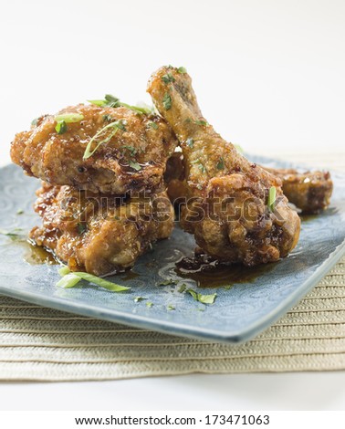 Korean fried Chicken pieces on a plate