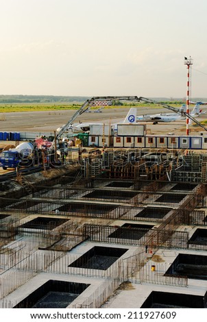 NIZHNY NOVGOROD. RUSSIA. JULY 31, 2014. STRIGINO AIRPORT. Construction of the new passenger terminal.