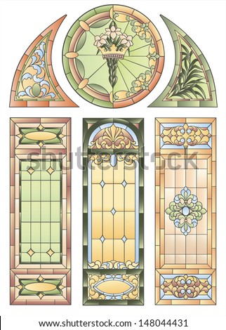 Examples Of Stained Glass Windows For Decoration In The Gothic Style Church Or Other Religious Buildings