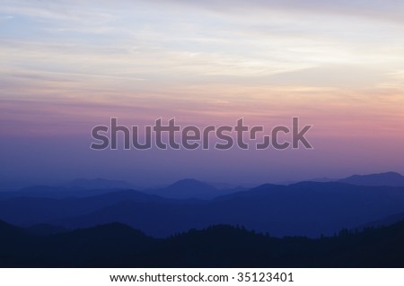 mountains sunset scenic in Sequoia National Forest, CA