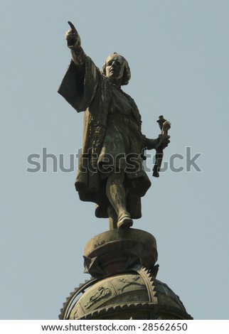 christopher columbus statue barcelona spain close up