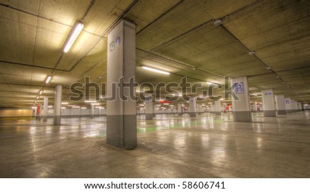 the interior of a underground parking garage
