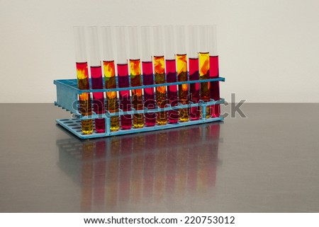 Science Apparatus Test Tubes Red and Yellow