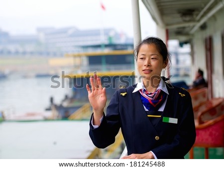 young river steamer worker says goodbye to a friend