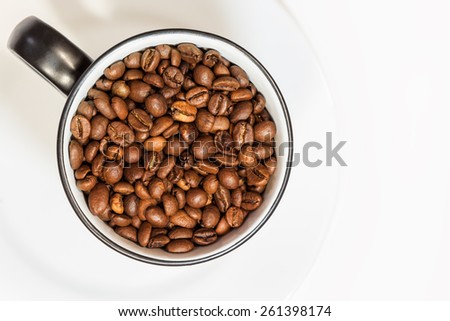 Cup of coffee fried beans - stock photo
