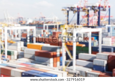 Sea port container terminal - blurred photo