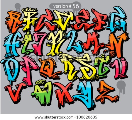 Image Grafiti on Alphabet Graffiti Style Urban Font Stock Vector 100820605