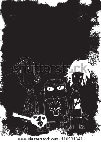 Cartoon Stencil Rock Band Stock Vector Illustration 110991341