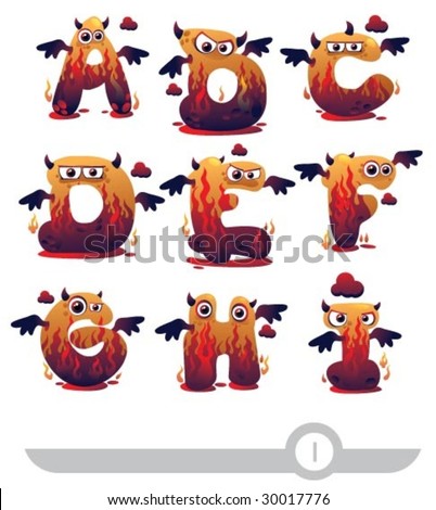 stock vector : imp funny letters a-i