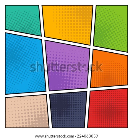 Comic Book Page Mock-Up.Halftone Backgrounds Comic Book Page Mock-Up.Halftone Backgrounds