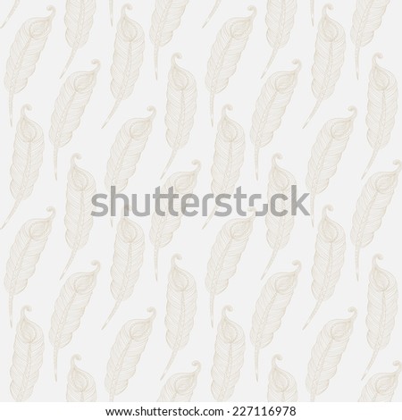 Seamless pattern with abstract feathers on a light background