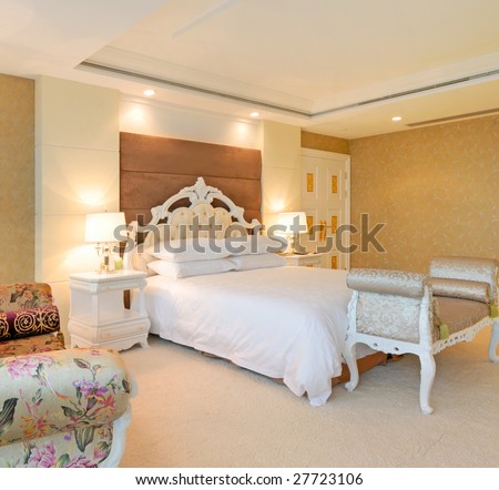 bedroom of luxury suite in hotel