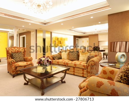 living room of luxury suite in hotel