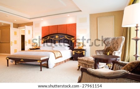 bedroom of luxury suite in hotel