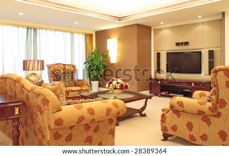 living room of luxury suite in hotel