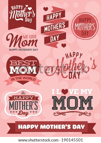 Happy Mother&#39;s Day Vector Set - Best Mom in The World - I Love <b>My Mom</b> - stock-vector-happy-mother-s-day-vector-set-best-mom-in-the-world-i-love-my-mom-we-love-mom-hearts-and-190145501