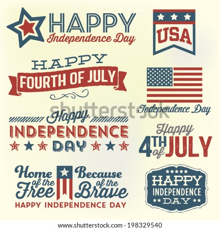 Happy Independence Day - Fourth of July - July 4th Vector Set