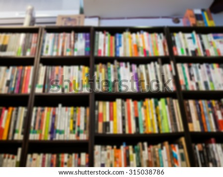 De focused/Blurred image of a book store. Bookstore background.