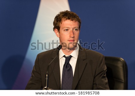 DEAUVILLE FRANCE MAY 26 2011 Facebook CEO Mark Zuckerberg Press conference at the summit G8 G20 about new technologies Deauville France on May 26 2011 DEAUVILLE FRANCE MAY 26 2011 Facebook CEO Mark Zuckerberg Press conference at the summit G8 G20 about new technologies Deauville France on May 26 2011