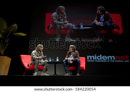 CANNES, FRANCE - JANUARY 22, 2011 - David Guetta giving a conference about music at Midem (music industry trade fair)